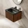 Sorrento Fluted Black Walnut Wall Hung Drawer Vanity with Black Basin 600mm