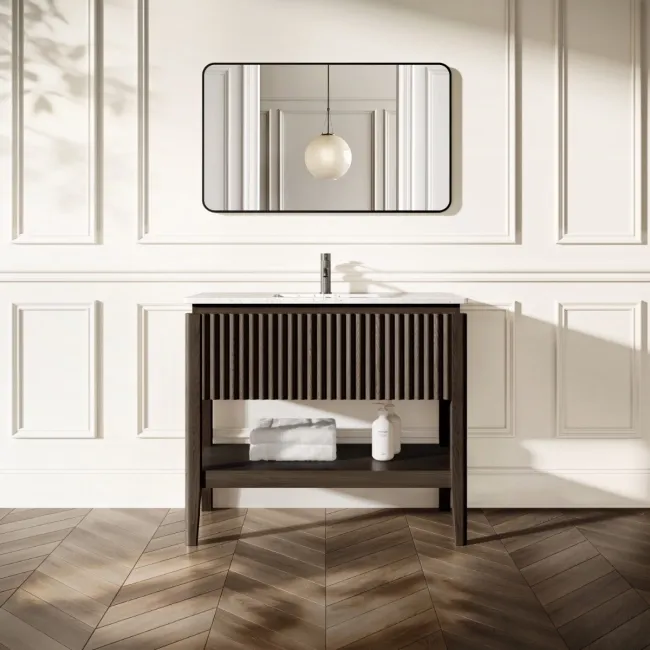Maru Black Oak Carrara Marble Vanity Unit & Undermount Basin 1000mm
