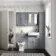 Monaco Dove Grey Combination Vanity Basin with Marble Top & Hudson Toilet with Wooden Seat 1200mm - Brushed Brass Accents