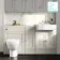 Monaco Chalk White Combination Vanity Basin with Marble Top and Seattle Toilet 1500mm - Brushed Brass Accents