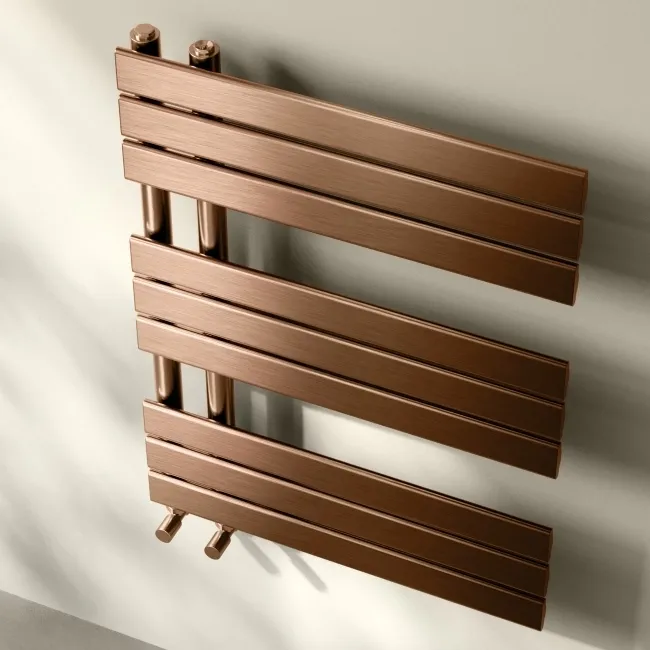 Seville Brushed Copper Designer Flat Panel Heated Towel Rail 800x600mm