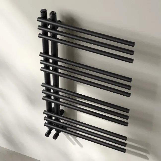 Cannes Matt Black Designer Heated Towel Rail 800x500mm