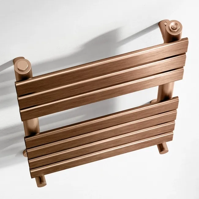 Santorini Brushed Copper Flat Panel Heated Towel Rail 650x400mm