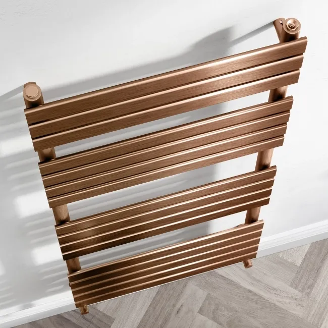 Santorini Brushed Copper Flat Panel Heated Towel Rail 1600x600mm