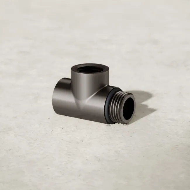 Dual Fuel Brushed Gunmetal T Piece Connector For Towel Rails & Radiators