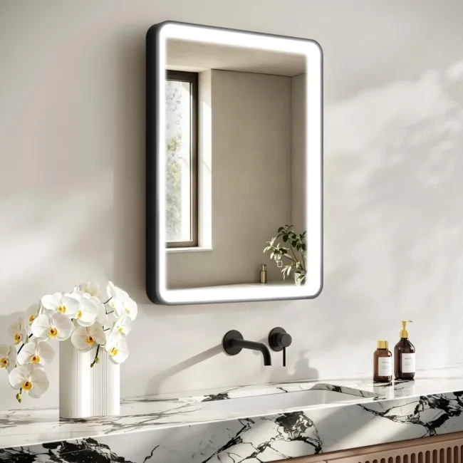 Libby Matt Black Illuminated LED Mirror 800x600mm