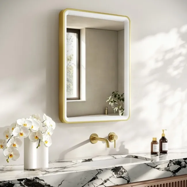 Libby Brushed Brass Illuminated LED Mirror 800x600mm