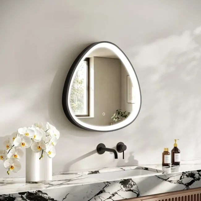Libby Matt Black Illuminated LED Mirror 608x615mm