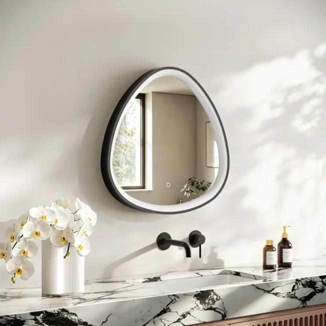Libby Matt Black Illuminated LED Mirror 608x615mm