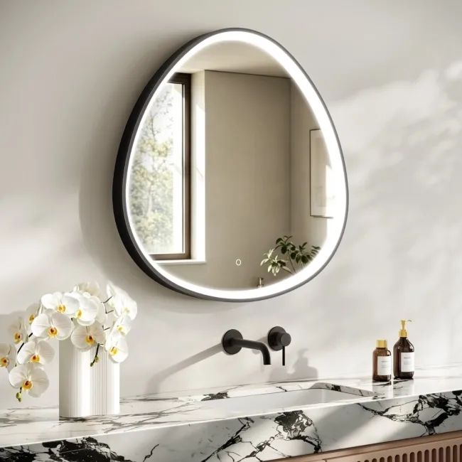 Libby Matt Black Illuminated LED Mirror 806x813mm