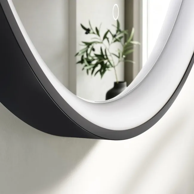 Libby Matt Black Illuminated LED Mirror 806x813mm
