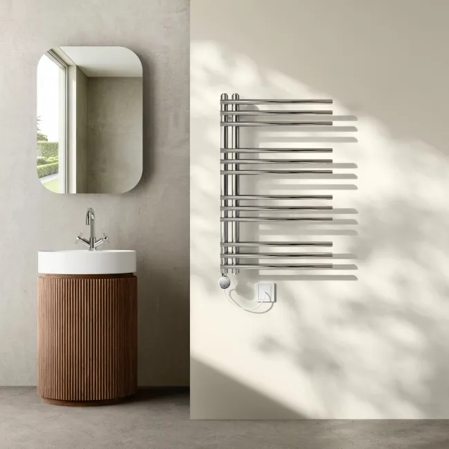 Cannes Electric Chrome Designer Heated Towel Rail 800x450mm