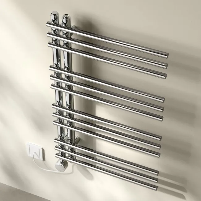 Cannes Electric Chrome Designer Heated Towel Rail 800x450mm