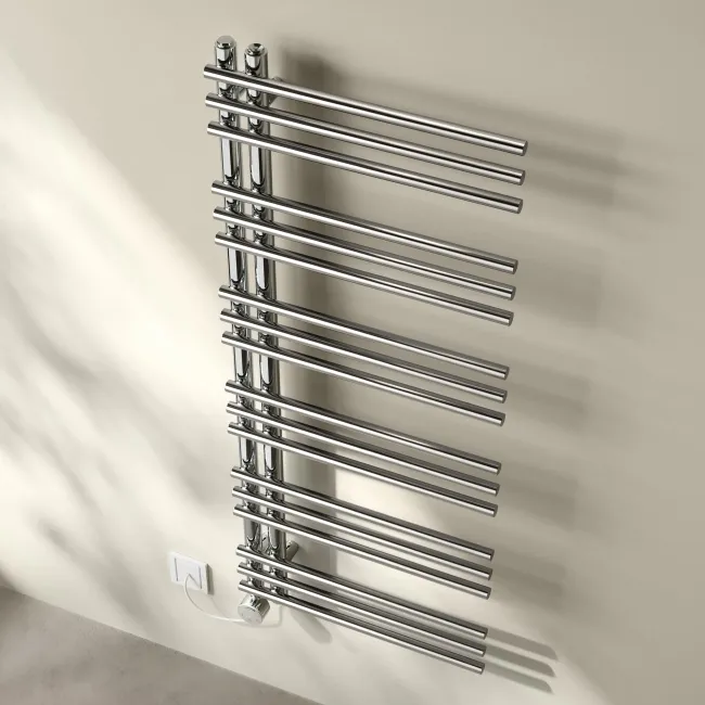 Cannes Electric Chrome Designer Heated Towel Rail 1200x500mm