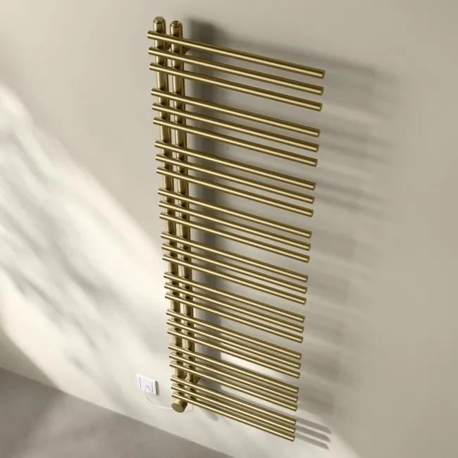 Cannes Electric Brushed Brass Designer Heated Towel Rail 1600x500mm