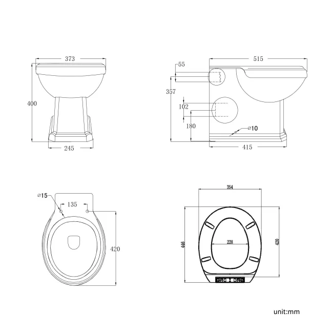 Hudson Traditional Back To Wall Toilet With Soft Close Seat