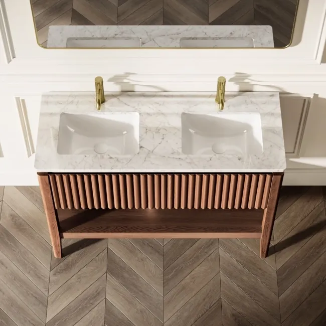 Maru Walnut Carrara Marble Vanity Unit & Undermount Basin 1200mm