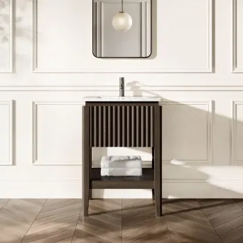 Maru Black Oak Carrara Marble Vanity Unit & Undermount Basin 600mm