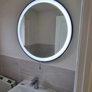 Mollie Battery Powered Black Framed Round Illuminated LED Mirror 800mm