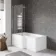 4mm L Shaped Fixed Bath Screen with Towel Rail