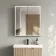 Esme Battery Powered Matt Black Illuminated LED Mirror Cabinet 700x600mm