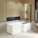 L Shaped 1700 Shower Bath & 6mm Matt Black Easy Clean Screen with Rail - Right Handed
