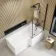L Shaped 1700 Shower Bath & 6mm Matt Black Easy Clean Screen with Rail - Right Handed