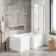 L Shaped 1500 Shower Bath with Front Panel & 4mm Fixed Screen - Right Handed