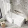 L Shaped 1700 Shower Bath with Front Panel & 4mm Fixed Screen - Left Handed