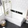 Stafford 1700x700 Round Shower Bath & 6mm Easy Clean Brushed Brass Framed Bath Screen