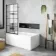 Dover 1500x750 Keyhole Shower Bath & 6mm Easy Clean Matt Black Grid Bath Screen