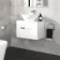 Avon Gloss White Wall Hung Drawer Vanity with Marble Top & Oval Counter Top Basin 600mm