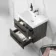 Elba Charcoal Elm Wall Hung Basin Drawer Vanity 500mm - Black Accents