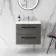Elba Charcoal Elm Wall Hung Basin Drawer Vanity 600mm - Black Accents