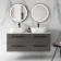 Elba Charcoal Elm Double Wall Hung Drawer Vanity with Marble Top & Curved Counter Top Basin 1200mm - Black Accents