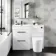 Avon Gloss White Combination Basin Drawer and Boston Toilet 1100mm - Black Accents - Left Handed
