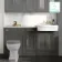 Monaco Graphite Grey Combination Vanity Traditional Basin with Marble Top 1500mm (Excludes Pan & Cistern) - Brass Knurled Handles