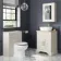 Lucia Chalk White Vanity with Oak Effect Top & Curved Counter Top Basin 640mm - Brass Knurled Handles