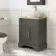 Lucia Graphite Grey Vanity with Oak Effect Top & Oval Counter Top Basin 640mm - Brass Knurled Handles
