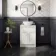 Milos Cotton White Vanity with Oval Basin 600mm - Brushed Handles