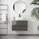 Corsica Tungsten Grey Wall Hung Drawer Vanity with Marble Top & Curved Counter Top Basin 800mm