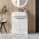 Sicily Fluted Coastal White Vanity with Semi Recessed Basin 600mm - Chrome Handles