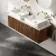 Malta Fluted Black Walnut Double Wall Hung Drawer Vanity with Marble Top & Cody Basin 1200mm