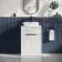 Havana Fluted Coastal White Cabinet with Marble Top & Marin Basin 600mm - Black Accents