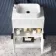 Havana Fluted Coastal White Cabinet with Marble Top & Marin Basin 600mm - Black Accents