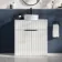 Havana Fluted Coastal White Cabinet with Marble Top & Nevis Basin 800mm - Black Accents