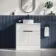 Havana Fluted Coastal White Cabinet with Marble Top & Nevis Basin 800mm - Black Accents