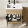 Havana Fluted Country Oak Combination Vanity Basin and Houston Toilet 1100mm - Black Accents - Left Handed