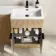 Havana Fluted Country Oak Combination Vanity Basin and Houston Toilet 1100mm - Black Accents - Right Handed