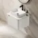 Sorrento Fluted Coastal White Wall Hung Drawer Vanity with Marble Top & Reno Basin 600mm